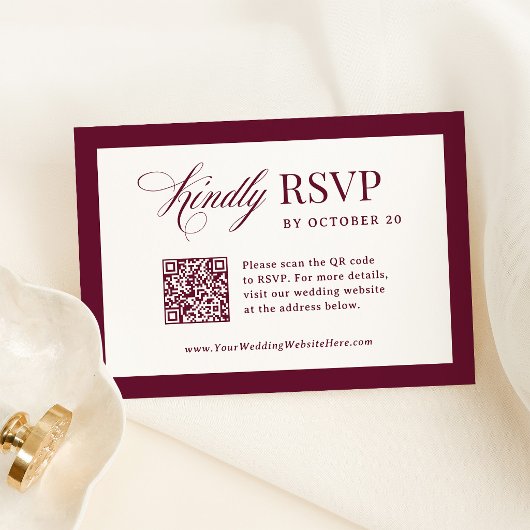 Classic Luxe | Elegante scanbare QR-code bruiloft RSVP Kaartje