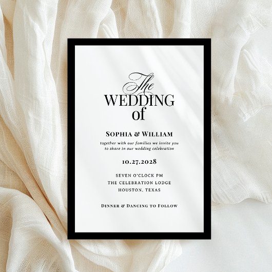 Classic Luxe | Elegante zwart-wit bruiloft Kaart