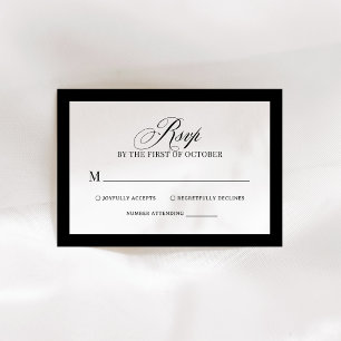 Classic Luxe   Elegante zwart-wit bruiloft RSVP Kaartje