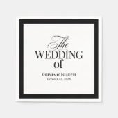 Classic Luxe | Elegante zwart-wit bruiloft Servet (Voorkant)