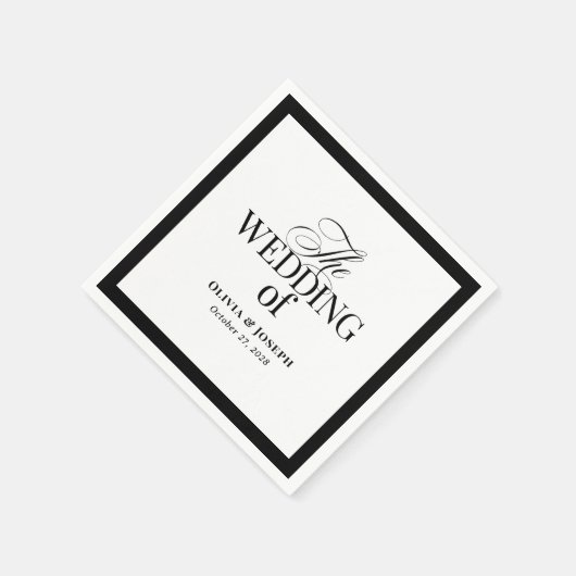 Classic Luxe | Elegante zwart-wit bruiloft Servet (Hoek)