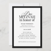 Classic Luxe | Elegante zwart-witte bar mitswa Kaart (Voorkant)