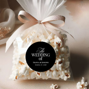 Classic Luxe   Elegante zwarte bruiloft Ronde Sticker