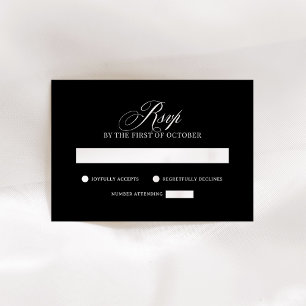 Classic Luxe   Elegante zwarte bruiloft RSVP Kaartje