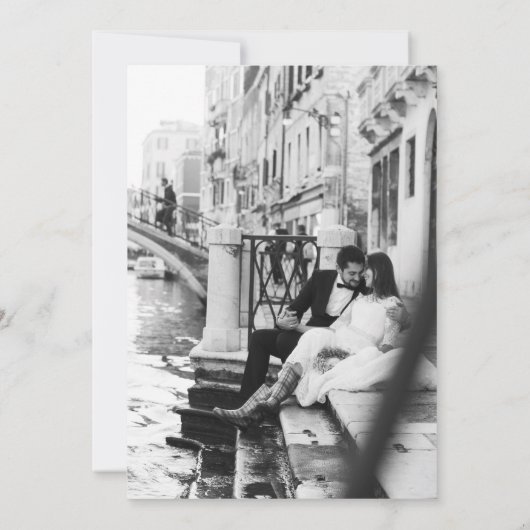 Classic Luxe | Foto Elegant Zwart Trouwen Kaart (Achterkant)