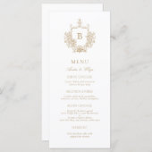 Classic Luxe Goud en Wit Monogram Bruiloft Menu (Voorkant / Achterkant)
