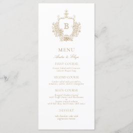 Classic Luxe Goud en Wit Monogram Bruiloft Menu