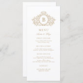 Classic Luxe Goud en Wit Monogram Bruiloft Menu (Voorkant / Achterkant)