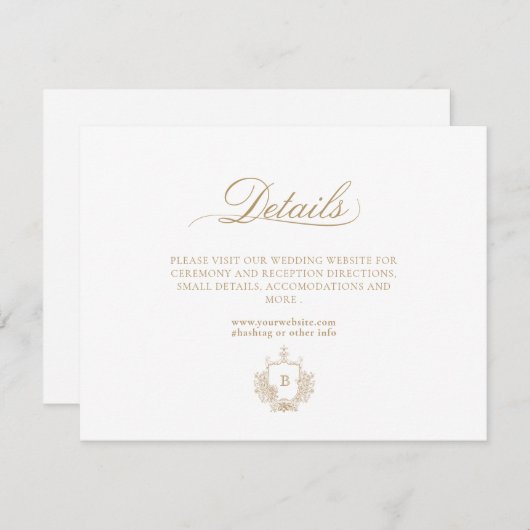 Classic Luxe Goud en Wit Monogram Details Kaart Notitiekaartje (Voorkant / Achterkant)