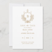 Classic Luxe Goud en Wit Monogram Opslaan De Datum Save The Date (Voorkant)