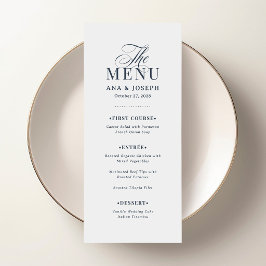 Classic Luxe | Navy Blue and White Elegant Wedding Menu