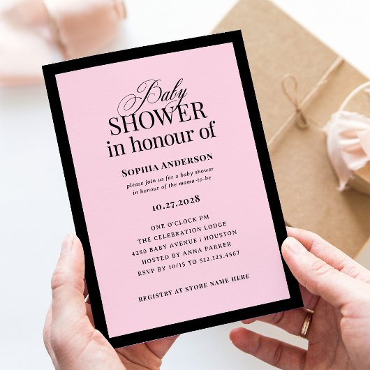 Classic Luxe Pink | BABY SHOWER voor Britse spelli Kaart