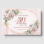 Classic Luxe Rose Gold 50th Birthday Guest Book Gastenboek (Voorkant)