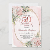 Classic Luxe Rose Gold 50th Birthday Invitation Kaart (Voorkant)