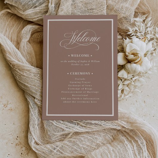 Classic Luxe | Soft Mocha Taupe Neutral Wedding Programmakaart