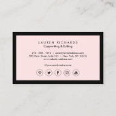 Classic Luxe Zwart en Roze met Social Media Visitekaartje (Achterkant)