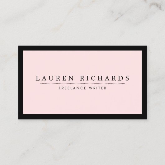 Classic Luxe Zwart en Roze met Social Media Visitekaartje (Voorkant)