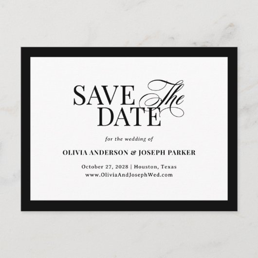 Classic Luxe | Zwart en wit slaan de datum op Aankondigingskaart (Voorkant)