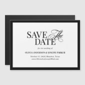 Classic Luxe | Zwart en wit slaan de datum op Magnetische Uitnodiging (Voorkant / Achterkant)