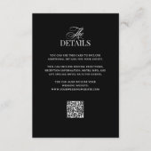 Classic Luxe Zwart | QR Code Wedding Guest Details Informatiekaartje (Voorkant)
