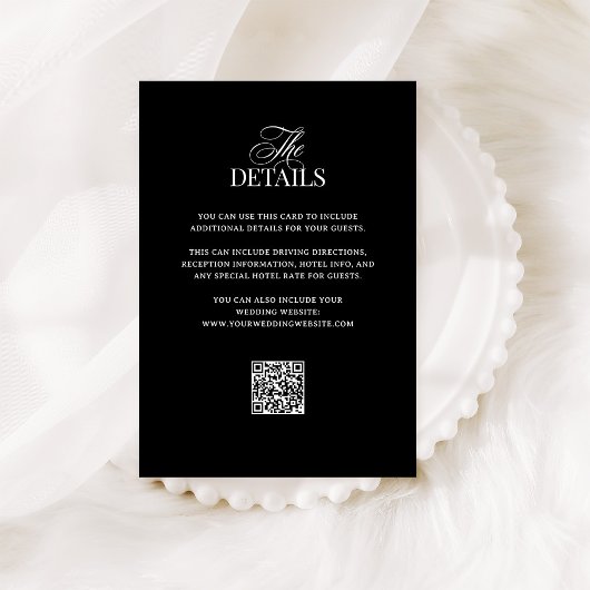 Classic Luxe Zwart | QR Code Wedding Guest Details Informatiekaartje
