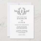 Classic Luxe Zwart-wit Monogram Uitnodiging (Voorkant)