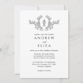 Classic Luxe Zwart-wit Monogram Uitnodiging