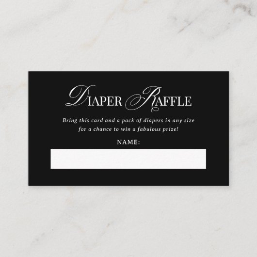 Classic Luxe | zwarte luierkrabbel Informatiekaartje (Voorkant)