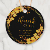 Classic Luxury Black & Gold Weddenschap Hartelijk Bedankjes Labels (Achterkant)