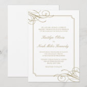 Classic Luxury Gold Elements & Lijst Bruiloft Kaart (Voorkant / Achterkant)