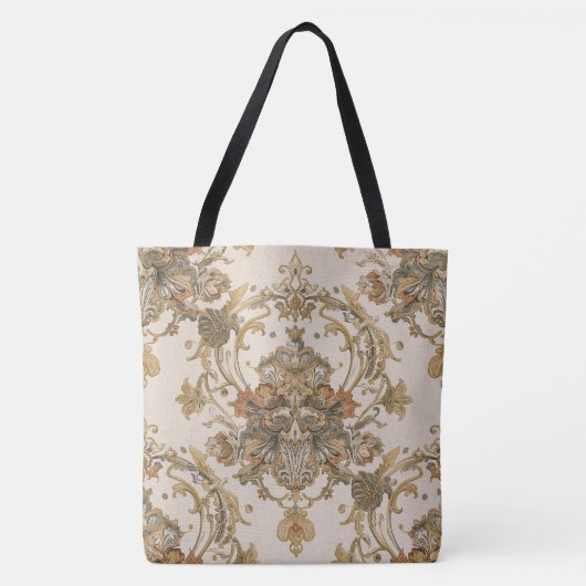Classic, Luxury Ornament, Gold Beigi Grey Tote Bag (Voorkant)