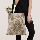 Classic, Luxury Ornament, Gold Beigi Grey Tote Bag (Dichtbij)