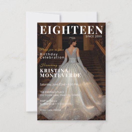 Classic Magazine Stijl 18e verjaardag Kaart (Voorkant)