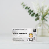 Classic Maid Logo | QR-code | schoonmaakmiddelen Visitekaartje (Staand voorkant)