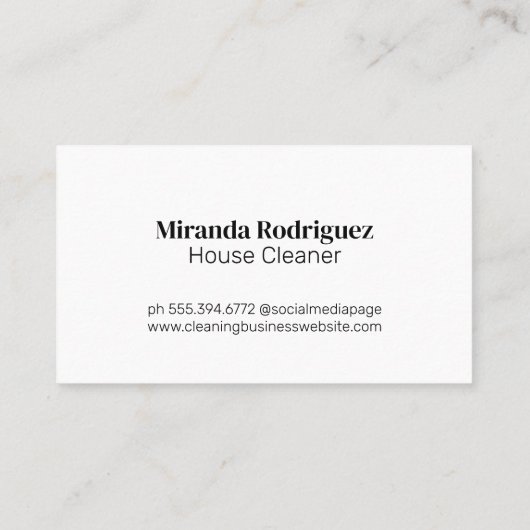 Classic Maid Style | schoonmaakster Visitekaartje (Achterkant)
