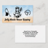 Classic Maid with Duster | Cleaning Equipment Icon Visitekaartje (Voorkant / Achterkant)