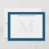 Classic Mannen Monogram Donkerblauw Stationery Notitiekaartje (Voorkant)
