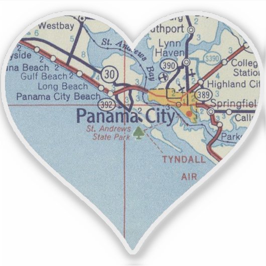 Classic Map Panama City FL Sticker (Voorkant)