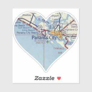 Classic Map Panama City FL Sticker
