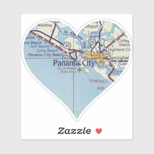 Classic Map Panama City FL Sticker (Vel)