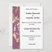 CLASSIC MARBLE PAARS GOLD TRIM INVITATION KAART (Voorkant)