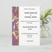 CLASSIC MARBLE PAARS GOLD TRIM INVITATION KAART (Staand voorkant)