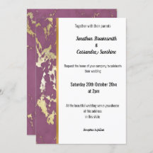 CLASSIC MARBLE PAARS GOLD TRIM INVITATION
