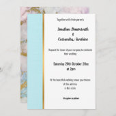 CLASSIC MARBLE PASTEL BLUE GOLD TRIM INVITATION KAART (Voorkant / Achterkant)