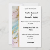 CLASSIC MARBLE PASTEL GOLD TRIM INVITATION KAART (Voorkant)