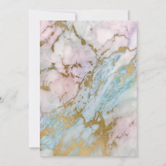 CLASSIC MARBLE PASTEL GOLD TRIM INVITATION KAART (Achterkant)