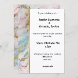 CLASSIC MARBLE PASTEL GOLD TRIM INVITATION KAART