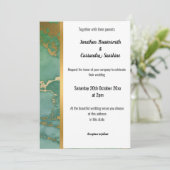 CLASSIC MARBLE SAGE GOLD TRIM INVITATION KAART (Staand voorkant)