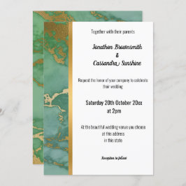 CLASSIC MARBLE SAGE GOLD TRIM INVITATION KAART