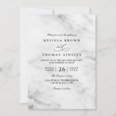 Classic Marble Simple Elegant Chic QR Code Wedding Kaart (Voorkant)